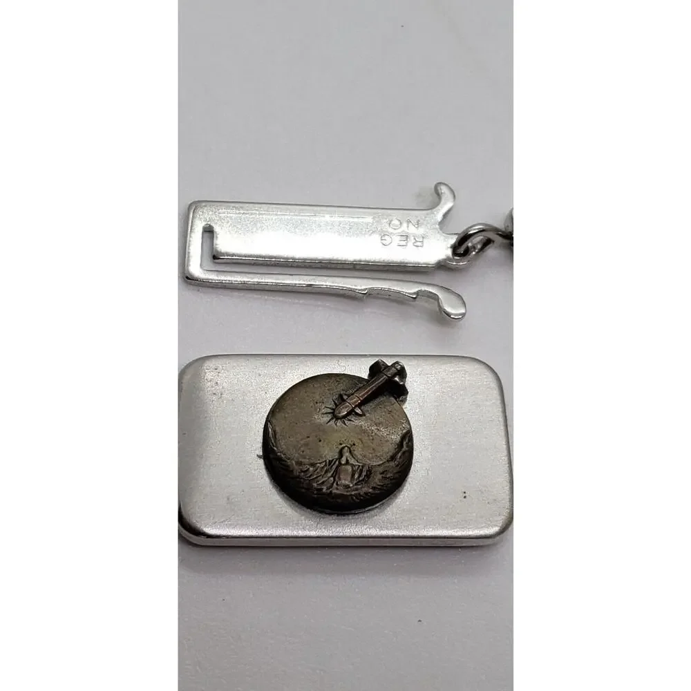 Vintage Keychain Moon Landing Space rocket 60s 70s Anson Twin lock Comical FOB